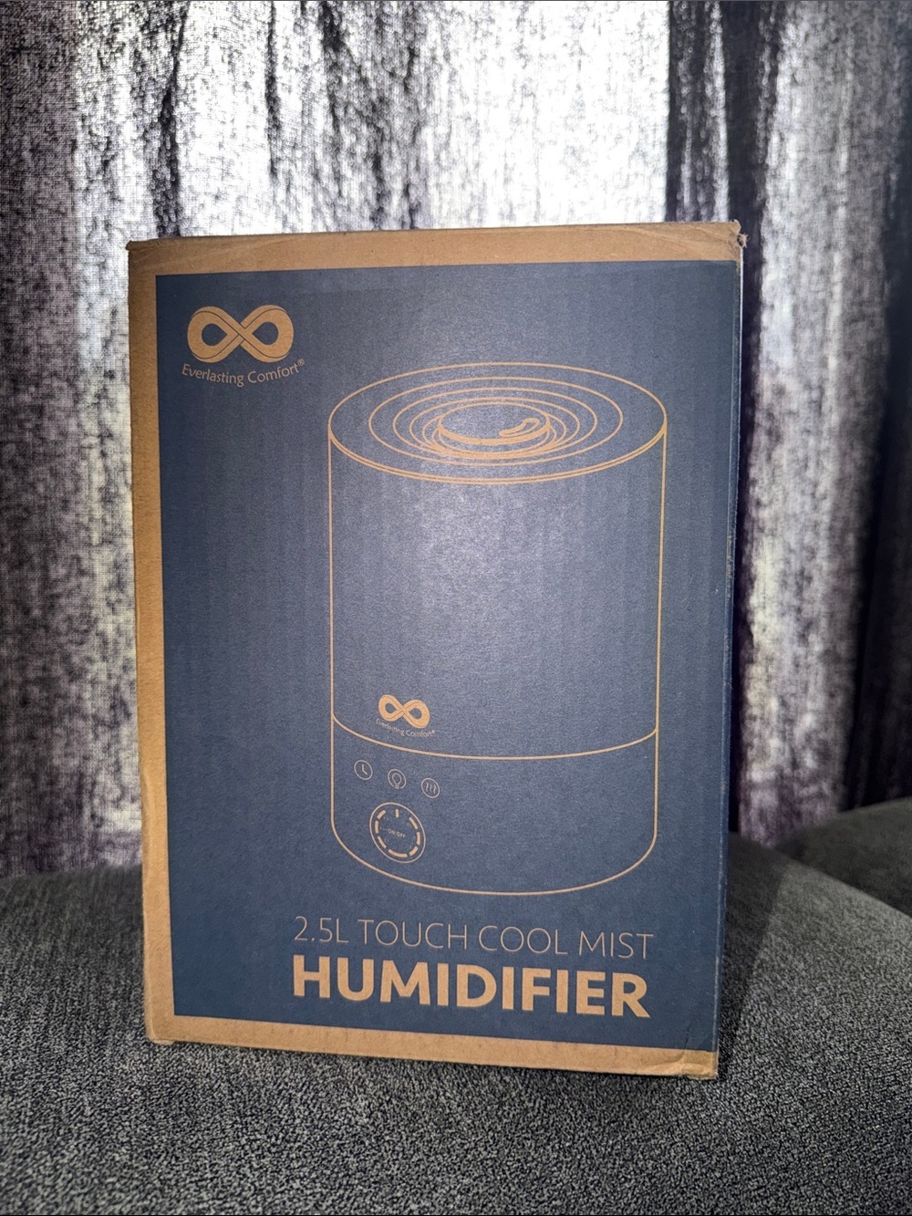 Everlasting Comfort 2.5L Touch Cool Mist Humidifier - Blue & Tan Packaging